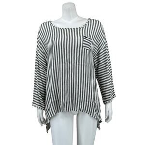 Casual Striped Black and White Women's Tunic